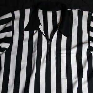 Vintage Mod Stripe Polyester Referee Polo Shirt